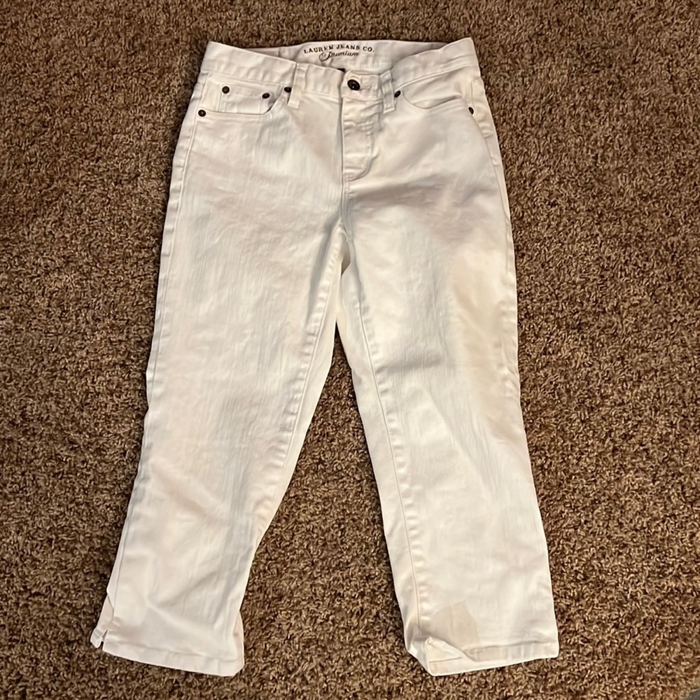 Lauren Jeans premium size 2 white capri jeans